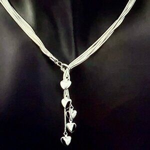 NEW Sterling Silver Tassel Heart Charm Necklace